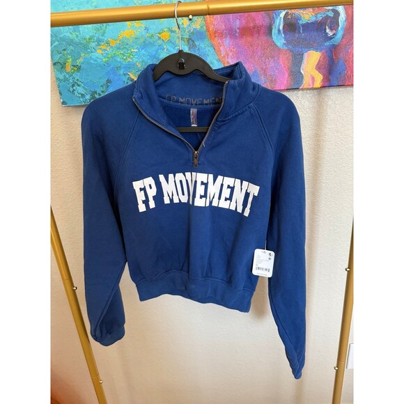 Free People For the Win Logo 1/2 Zip XS - Picture 2 of 6